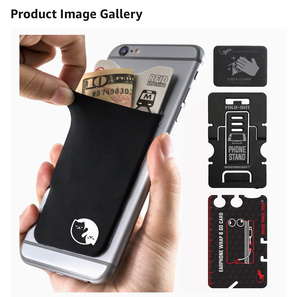 Gecko Travel Tech Mobile Phone cardholder - Yin Yang Cat - Phone Card Holder